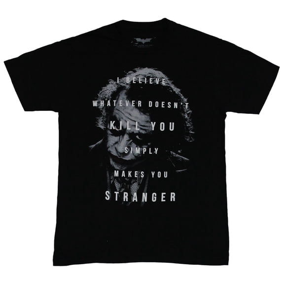 Batman (DC Comics) Mens T-Shirt - Joker Whatever Doesnt Kill Makes You Stranger (X-Small)