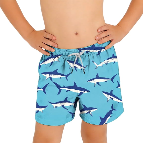 Odeerbi 6-15 Years Kids Teen Boys Hawaiian Print Swim Trunks Quick Dry Beach Shorts with Pockets Elastic Waist Board Shorts
