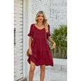 thumbnail image 6 of Anbech Women's Tiered Mini Dress V-Neck A-Line Ruffle Dress Pleated Flowy 2025 Dresses, 6 of 6