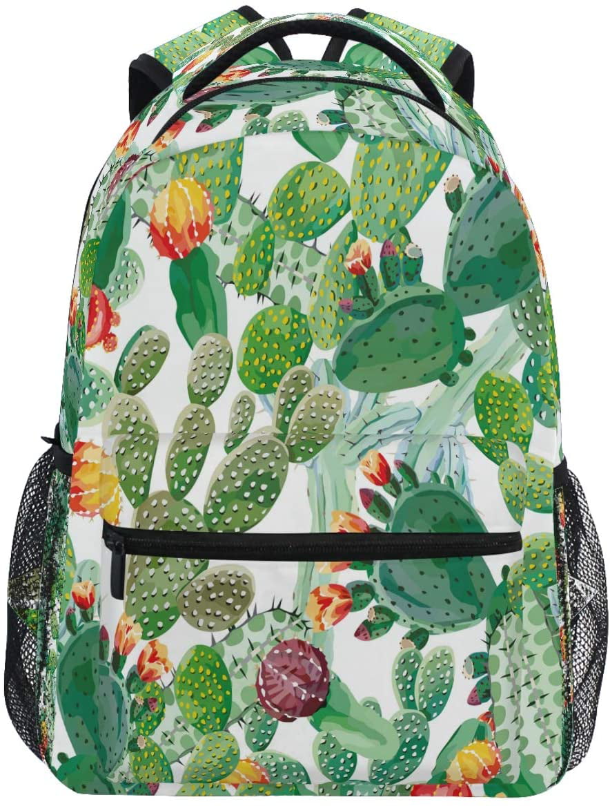 10.5x5.5x15 Holds 14-inch Laptop Backpacks College School Book Bag Travel Hiking Camping Daypack for boy for Girl Tropical Plants Watercolor 