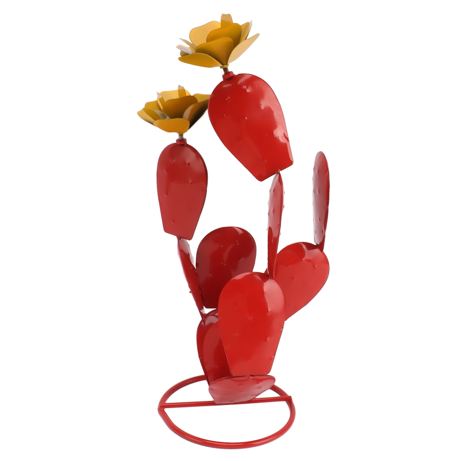 Elowen Prickly Pear Cactus Sculpture Prickly Pear Cactus Sculpture, Prickly Pear Cactus Yard Art Iron with Flowers for Patio