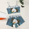thumbnail image 4 of Womens Pajama Sets Ladies Christmas Print Cartoon Snowman Shorts Nightwear Set Blue Lounge Sets for Women L, 4 of 4