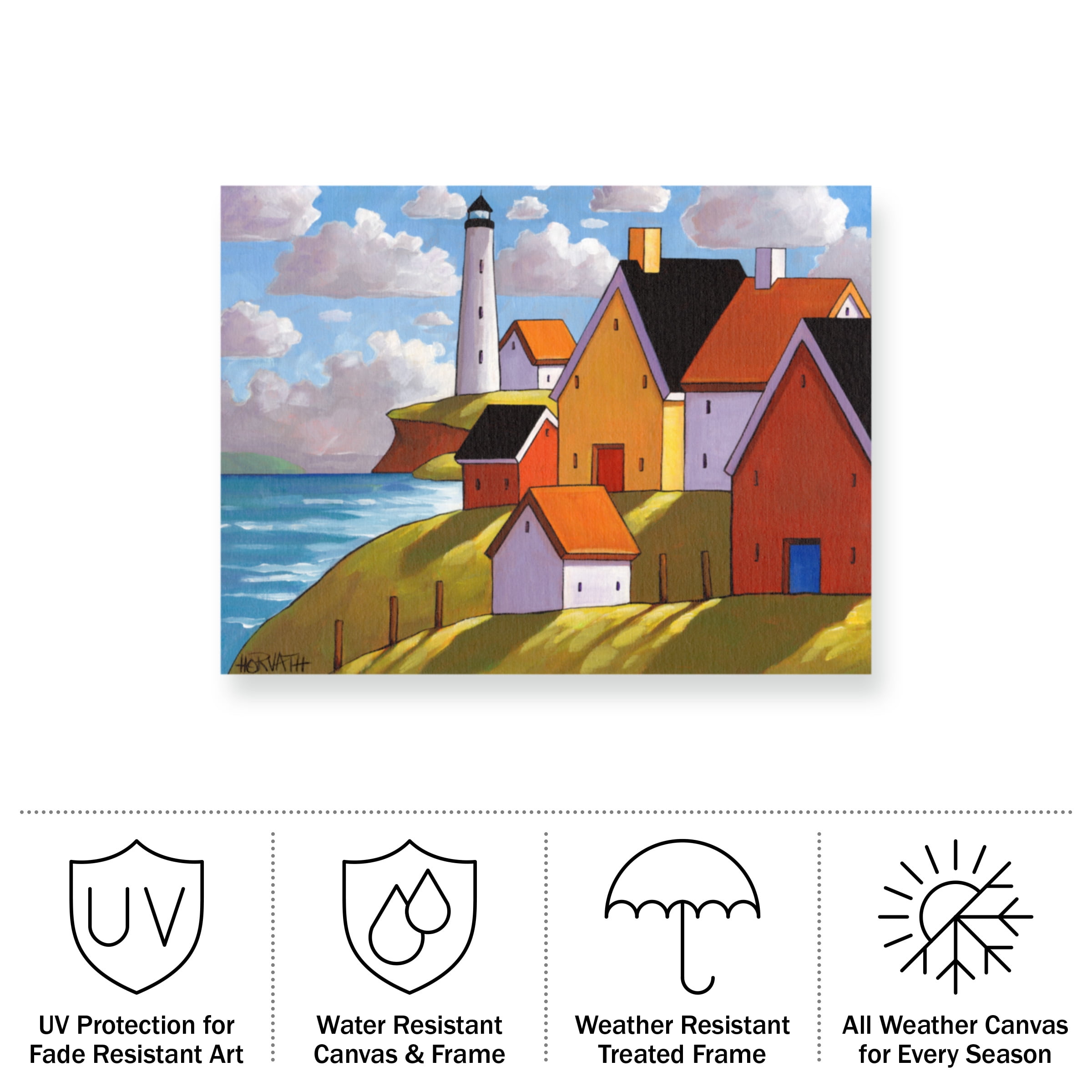 Cathy Horvath 'Lighthouse Cottage Hillside View' Outdoor All-Weather Wall Decor