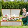 thumbnail image 2 of EAGLE PEAK  Garden Cold Frame Greenhouse, 39.4''x25.4''x15.9'', Wood Frame with PC Windows,  Raised Flower Planter, Natural, 2 of 6
