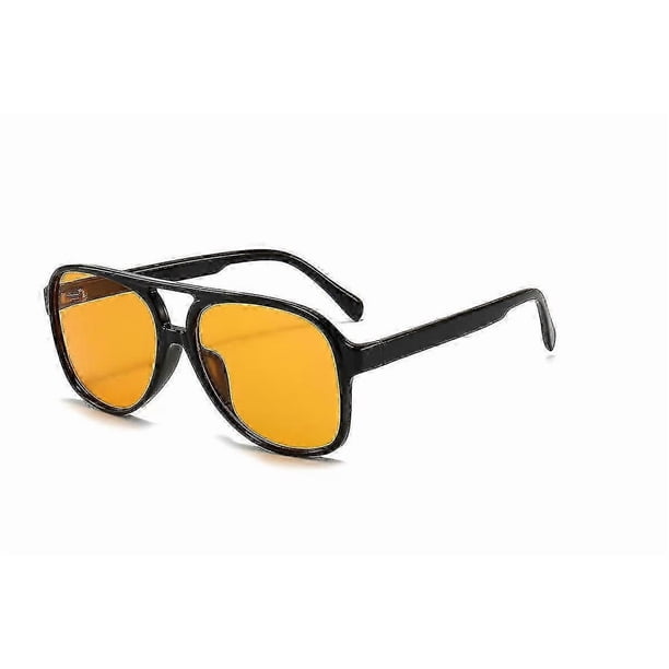Vintage Aviator Sunglasses For Women Men 70s Glasses Retro Oversized Yellow Lens Shades