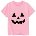 thumbnail image 2 of gcong Pumpkin Face Shirt for Girls Graphic Print Short Sleeve Round Neck T-Shirt Fashion Top for Toddler and Kids, 2 of 3