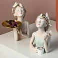 thumbnail image 4 of Escultura Moderna de mariposas para la cabeza para niñas, de resina para Hadas, de escritorio, decoración , Coffee20x13.7x27.5cm Café20x13.7x27.5cm Macarena Figuras de niña de resina, 4 of 4