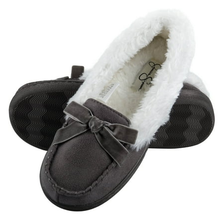 

Jessica Simpson Girls Micro Suede Moccasin Indoor Outdoor Slipper Shoe (Grey Size X-Large (4-5))