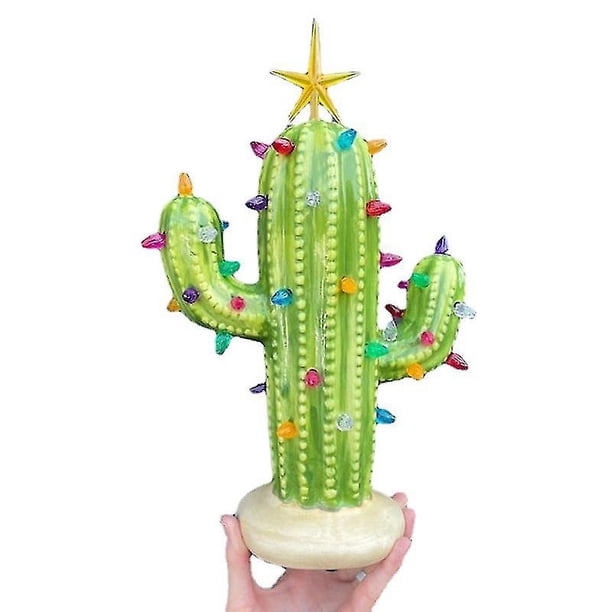 Decoraciones de fiesta de cactus, lámparas de decoración de habitación infantil con luz de cactus, lugar novedoso, lámpara verde tropical LED blanca cálida para decoración navideña