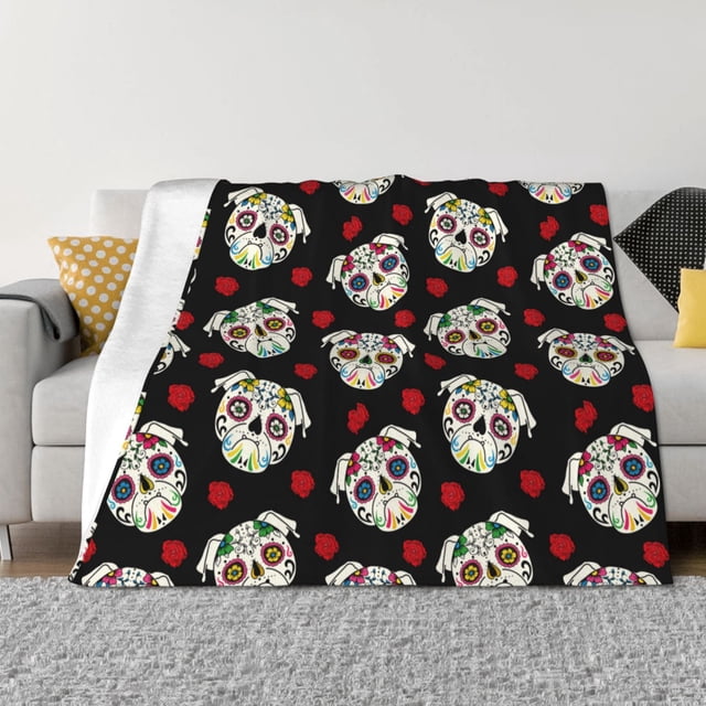 Fotbe PUG Manta de Franela con Estampado, Manta Ultrasuave para Cama, Sofá, Auto, Hipoalergénica y Antibolitas-60"x50"