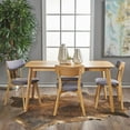 thumbnail image 2 of GDF Studio Aman Mid Century Natural Oak Finished 5 Piece Wood Dining Set with Dark Grey Fabric Chairs, 2 of 7
