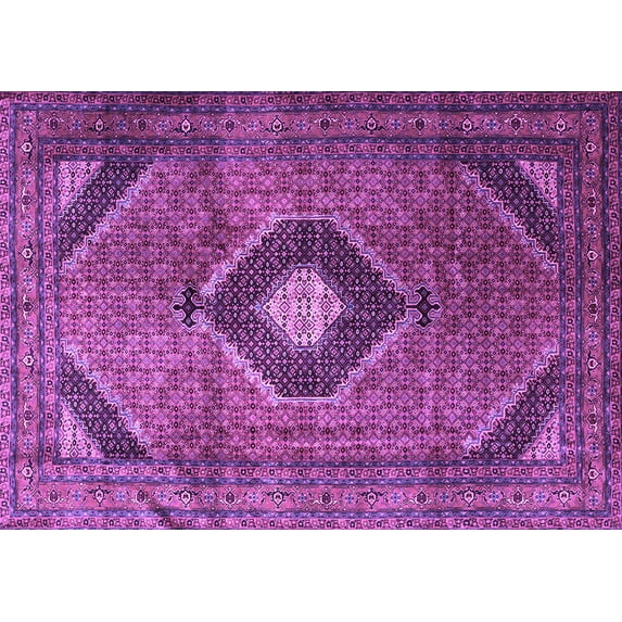 Ahgly Company Indoor Rectangle Medallion Purple Traditional Area Rugs, 2' x 5'