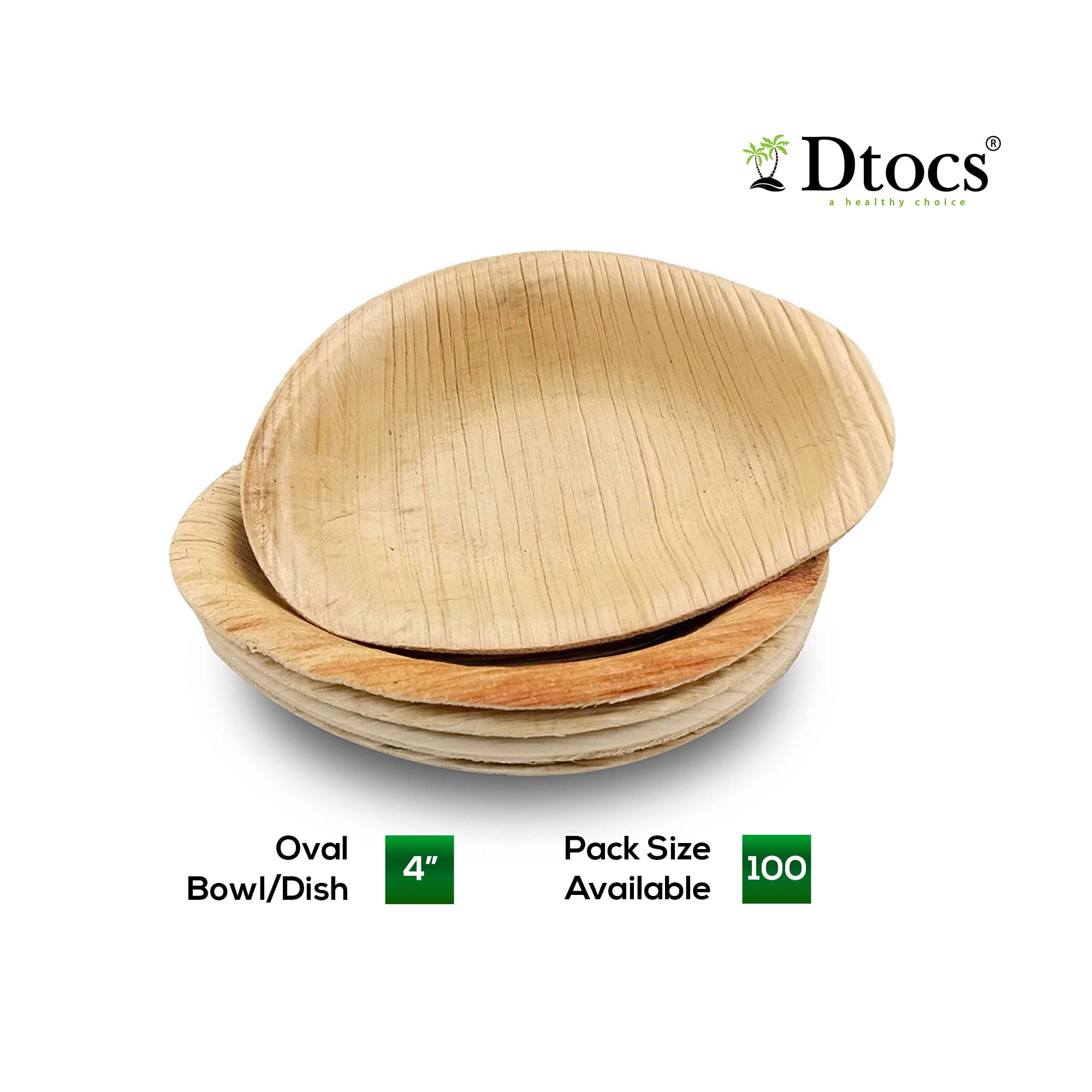 Dtocs Palm Leaf Dipping Bowl, 4 Inch Oval (100) EcoFriendly