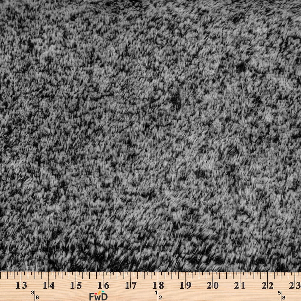 Alpaca Faux Fur Polyester Stretch Knit Long Pile Fabric By The Yard For Sewing Apparel & Décor - Black / Ivory (10 Yards)