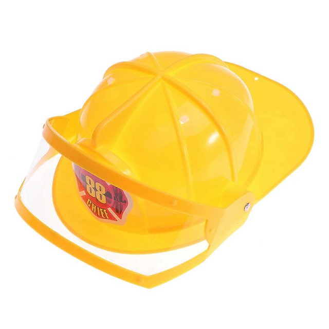 Plastic Safety Helmet Adjustable Fire Hat Toy Educational Toy Creative Construction Funny Gadgets for Kids Children (Yellow)