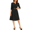thumbnail image 2 of INSPIRE CHIC Women's V Neckline Dress Pockets Elegant Dresses with Belt, 2 of 5