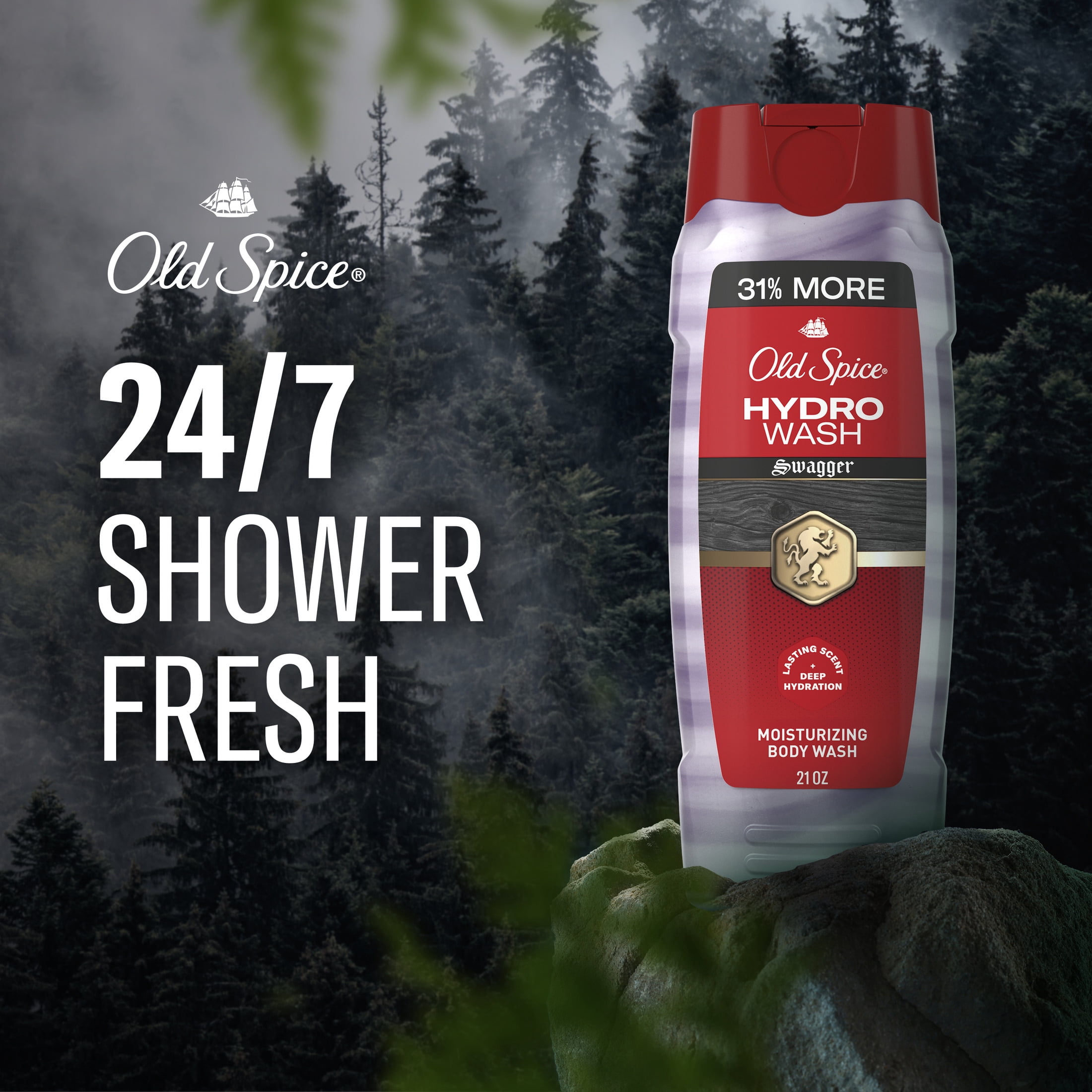 (3 pack) Old Spice Body Wash for Men, Hydro Wash Swagger, 24/7 Shower Fresh, 21 fl oz
