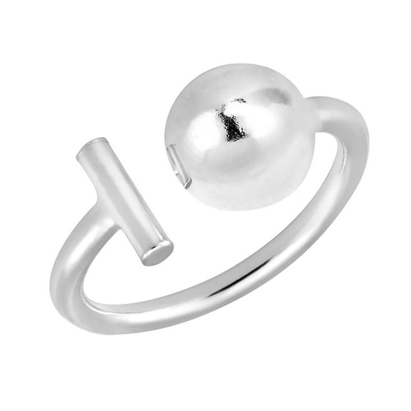 Unique and Modern Sphere and Bar Sterling Silver Open-Ended Band Ring-7