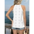 thumbnail image 6 of Tank Top for Women Loose Fit High Neck Sleeveless Halter Tops Casual Eyelet Summer Flowy Shirts Blouse White S, 6 of 8