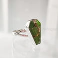 thumbnail image 3 of Green Copper Turquoise Ring, Natural Turquoise Ring, December Birthstone, Womens Ring, Coffin Ring, 925 Sterling Silver, Christmas, Handmade, Statement Jewelry, Coffin Shape Gemstone Ring, 3 of 6