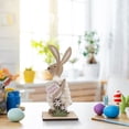 thumbnail image 5 of CoreLiving Easter Decorations for Home Wooden Bunny Rabbit Figurine Farmhouse Spring Tiered Tray Decor Indoor Table Centerpiece Mantel Shelf Office Party Supply, 5 of 8