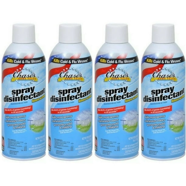4 Packs Chase Home Value Disinfectant Spray Linen Scent 6 oz Each