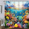 thumbnail image 3 of Blue Ocean Shower Curtain for Bathroom, Fish Underwater World Kids Bath Curtains with 12 Hooks Summer Tropical Colorful Coral Marine Life Shower Curtain for Children Sea Bathroom Decor,70X85IN, 3 of 5