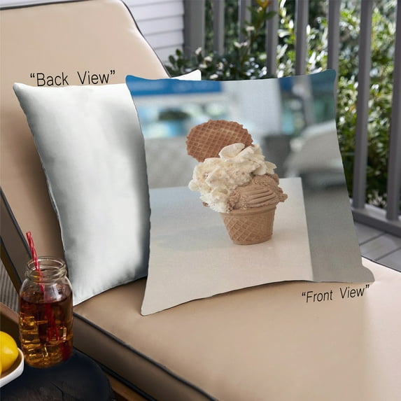 Ahgly Company Foods Ice Cream Outdoor Throw Pillow, 18 inch by 18 inch