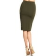 thumbnail image 3 of Women's Casual High Waist Slim Stretch Pull On Bodycon Pencil Solid Midi Skirt, 3 of 5
