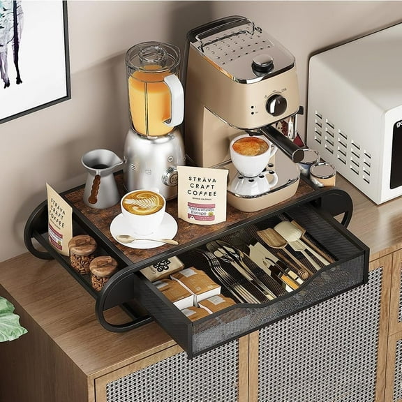 Metal & Wood K-Cup Drawer Organizer - Coffee Pod Holder for Kitchen, Bar, Office