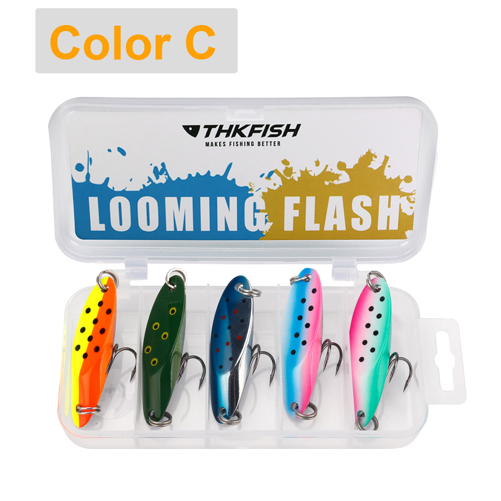 THKFISH Fishing Lures Trout Lures Fishing Spoons Lures for Trout Pike Bass  Crappie Walleye Color C 1/2oz 5pcs