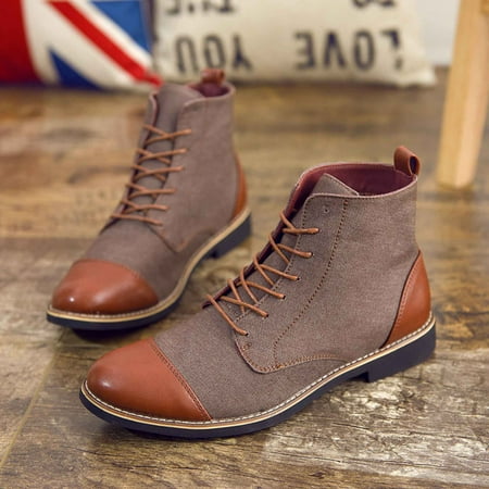 

Tejiojio Clearance Pointed Toe Men s New Casual Lace-up Mid Calf Men s Boots