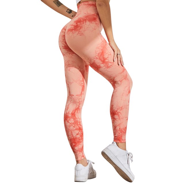 Pantalones De Yoga Mujer Sin Costuras Tie Dye Leggings Casuales Para Gimnasio Deportes (S) Naranja JShteea Para Estrenar