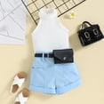 thumbnail image 2 of Summer Saving! Yievot Toddler Girls Summer Outfits Sleeveless Rib Knit Halter Tops Shorts with Waist Bag Set Newborn Girl's Clothes 6 Months-3 Years 2024 Spring Baby Outfits Gifts on Clearance, 2 of 6