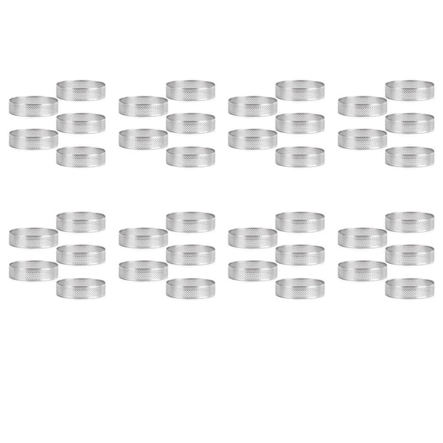 Anillo de tarta perforado de acero inoxidable, 40 piezas de 5 cm, anillo de mousse para pastel perforado, anillos de tarta redondos de bricolaje para hornear anillos de postre