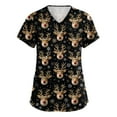 thumbnail image 2 of Garbnen Christmas Scrub Tops Women Plus Size V Neck Short Sleeve Womens Tops Trendy Holiday Print Nurse Uniform with Pockets S-5XL, 2 of 4