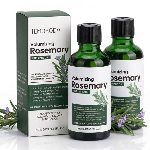 Volumizing Rosemary Hair Oil - 10% Rosemary Extract with Hyaluronic Acid & Vitamin E - Scalp Care for Thicker, Fuller Hair - Non-Greasy, Alcohol & Silicone Free - 1.69 fl.oz (50ml)