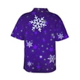 thumbnail image 3 of Balery Dark Purple Snowflakes Print Men's Hawaiian Shirts Short Sleeve Beach Shirt Relaxed Fit Vacation Button Down Shirts-Small, 3 of 9