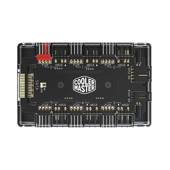 Cooler Master PWM HUB,6 Ports for Addressable RGB Lighting with PWM,1 to 6 Multi Way Magnetic backplane Splitter 5V/3PIN RGB Case Fan Hub Adapter PWM ARGB Addressble Fan