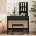 thumbnail image 5 of SIKEY Vanity Table Set with LED Lights, 2 Drawers and Shelves, Black, 5 of 7