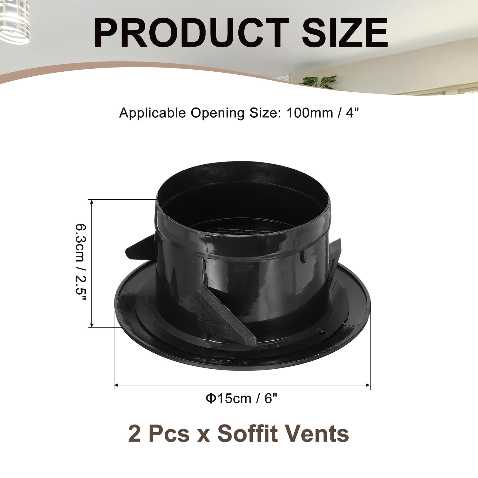 Uxcell Round Air Vent Cover, Soffit Vents ABS Ceiling Vent Covers Air Vent Louver for Living Room Greenhouse 4 Inch