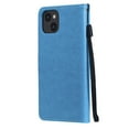 thumbnail image 6 of For iPhone 12 Mini Case, Mantto PU Leather Cover with Cat Patterned Embossed Cute Painted Flip Wallet Card Case, With Kickstand Hand Strap Magnetic Closure Case For iPhone 12 Mini, Blue, 6 of 9