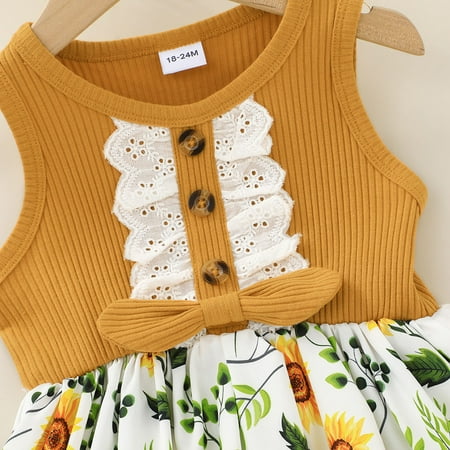 

Aayomet Flower Girl Dress Ribbed Dress Princess Bow Splice Girls Floral Ruffled Baby Kid Suspender Toddler Girls Dress&Skirt Yellow 4Y-5Y