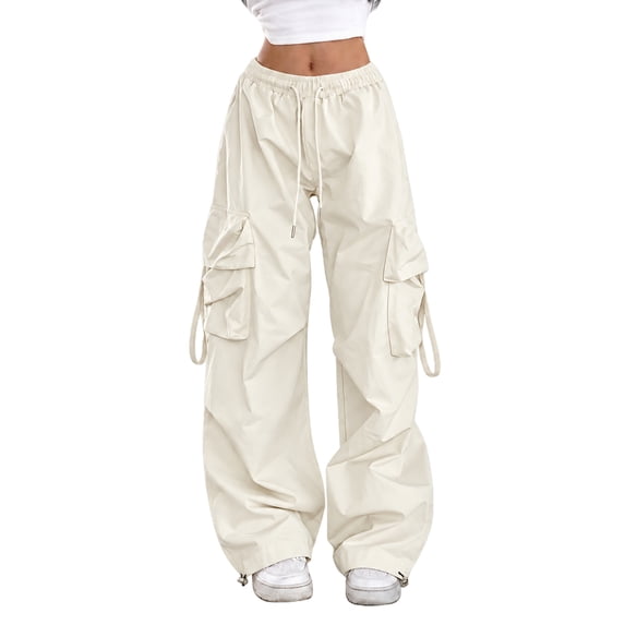 Womens Cargo Pants Elastic Wide Leg Baggy Pants Workout Sweatpants High Waisted Stretchy Casual Hiking Joggers 3XL