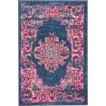 thumbnail image 1 of homeroots home decor 385251 2’ x 3’ Blue and Pink Medallion Scatter Rug, 1 of 1