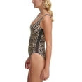 thumbnail image 3 of DKNY Womens Swimwear One-Piece Scoop-Neck Leopard Print   Brown 4, 3 of 4