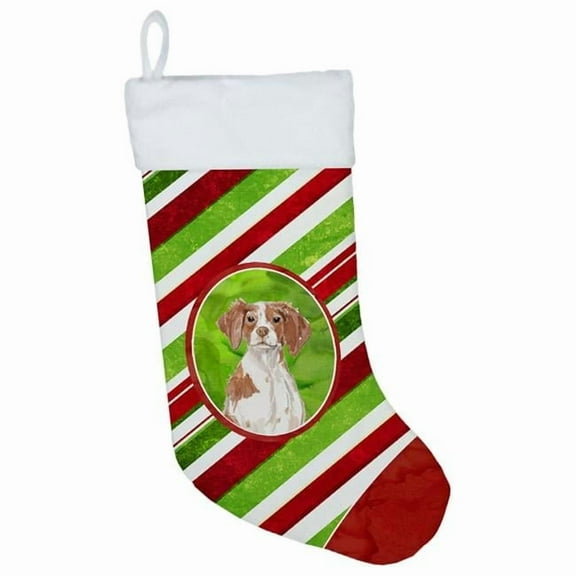Carolines Treasures CK4043CS Christmas Snowflakes Brittany Spaniel Christmas Stocking