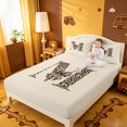 thumbnail image 3 of meiyoeat bow Monogram M Print Bed Sheets,Fashion Leopard Print Full Size Sheets,4 Pieces,1 Flat Sheet,1 Fitted Sheet and 2 Pillowcases, 3 of 6