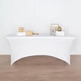 thumbnail image 2 of Balsa Circle 6 Feet White Fitted Spandex Tablecloth Open Back Rectangle Table Cover Event, 2 of 8