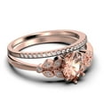 thumbnail image 2 of Gorgeous Boho & hippie 2.00 Carat Oval Cut Vintage Look Morganite And Diamond Moissanite Engagement Ring Set, Wedding Ring in 925 Sterling Silver With 18k Rose Gold Plating Gift For Her, Promise Ring, 2 of 3